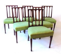 A set of six 19th century mahogany Hepplewhite style dining chairs, the reeded back rails with