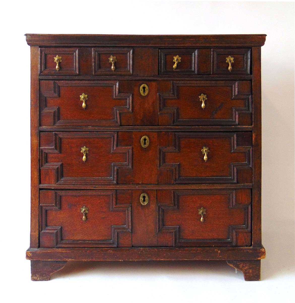 A 19th century oak chest of drawers, with an arrangement of two short over three long graduated - Image 2 of 4