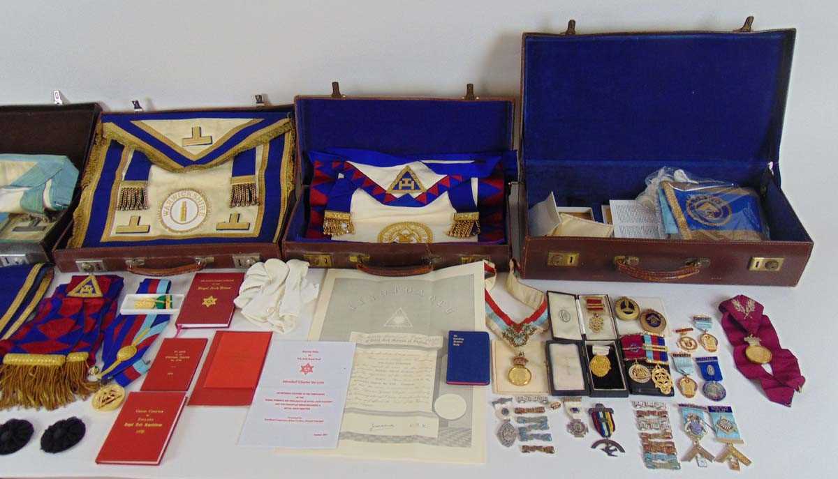 A collection of Masonic regalia, principally Warwickshire, to include numerous silver and silver - Image 3 of 13