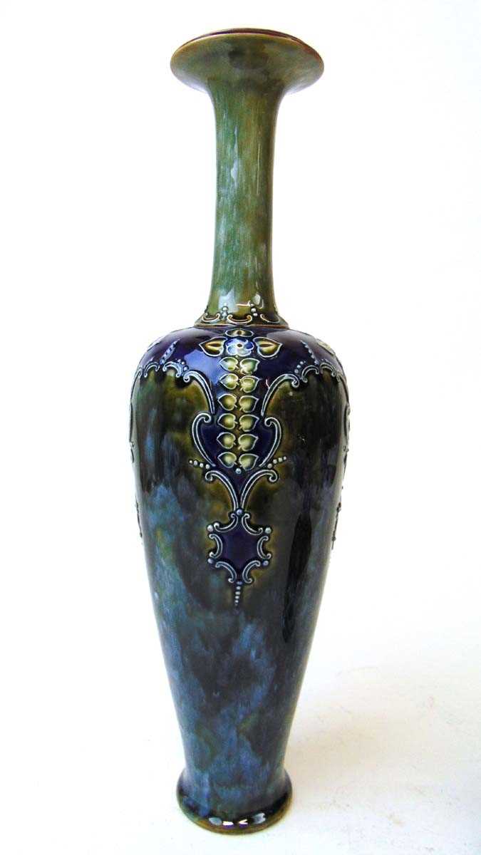 A Doulton Lambeth vase designed by Elizabeth M Small, decorated with flower heads and fronds, - Image 5 of 6