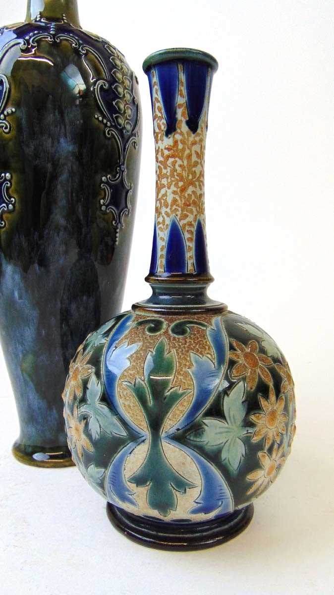 A Doulton Lambeth vase designed by Elizabeth M Small, decorated with flower heads and fronds, - Image 3 of 6