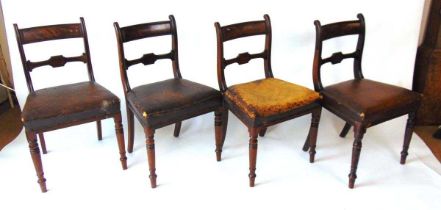 A set of four early 19th century mahogany Whitehaven style dining chairs, with bar back flanked by