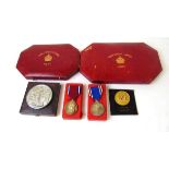 Vacant Specimen Coin cases for 1902 & 1911, a white metal medal commemorating the opening of Crystal