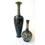 A Doulton Lambeth vase designed by Elizabeth M Small, decorated with flower heads and fronds,