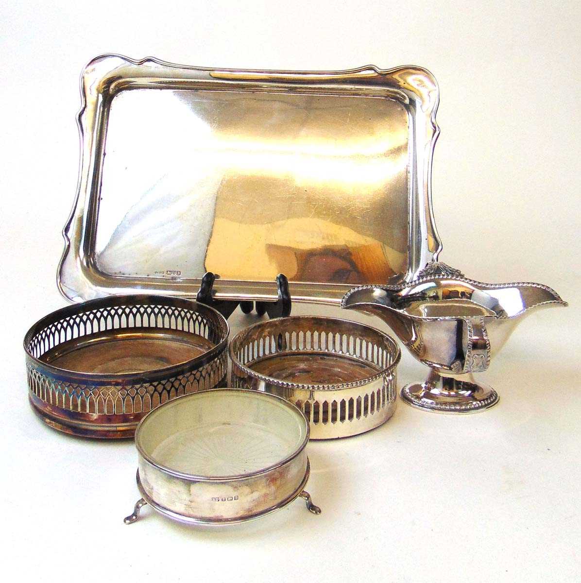 A silver dressing table tray, J & R Griffin, Chester, 1924, 30.5cm x 21cm; a silver butter dish with - Image 3 of 3