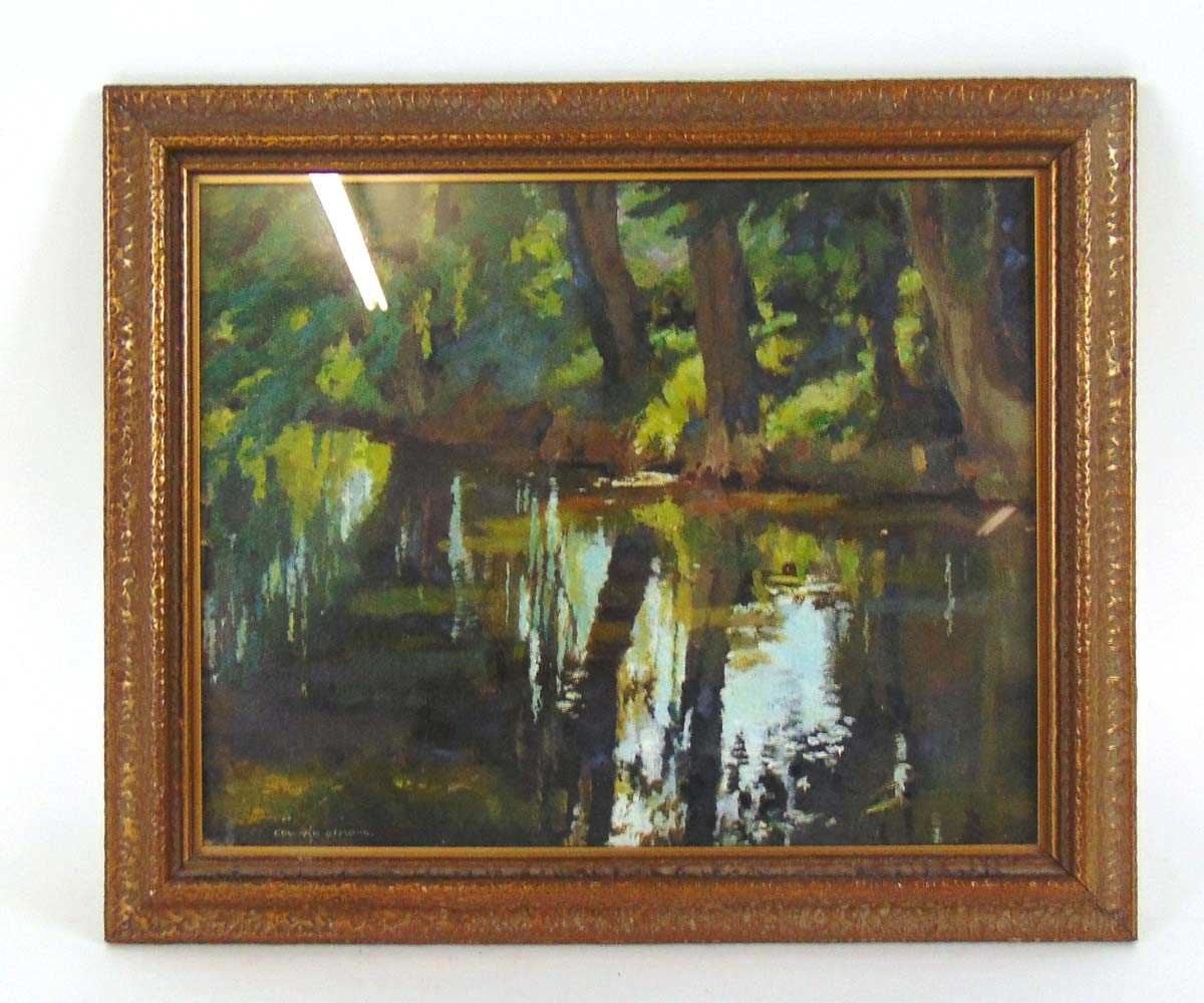 Edward Osmond (1900 - 1981), a shady river, signed, oil on artists board, 26.5cm x 33cm - Image 2 of 3