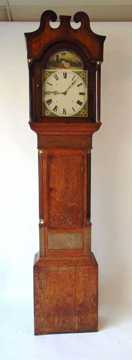 A late 18th century 30 hour oak and mahogany longcase clock, with swans neck pediment above the - Image 3 of 3