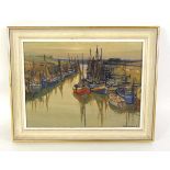 Frank Leslie Cramphorn (British, 1908 - 2000), Suffolk fishing boats, signed and dated 73, oil on