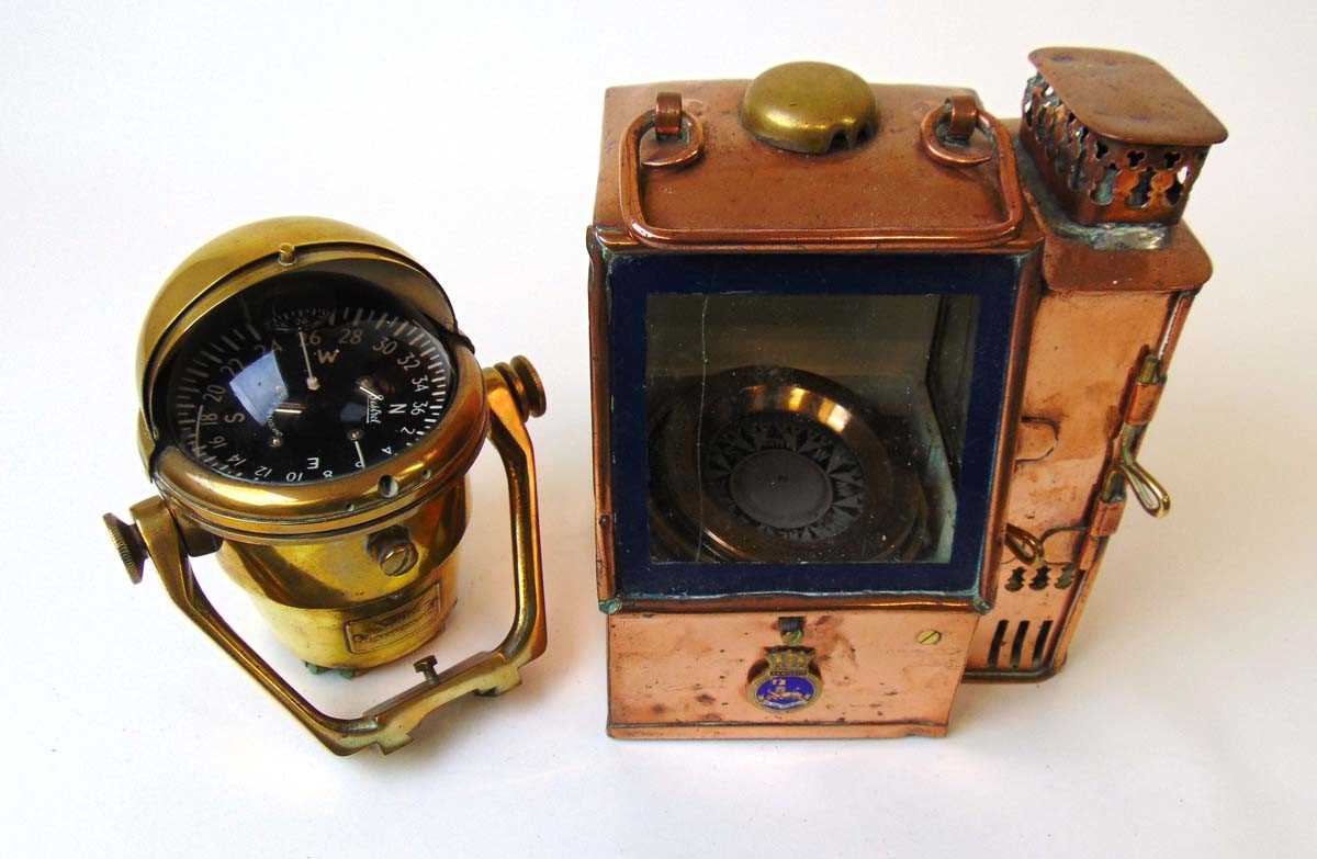 A 19th century copper & brass boat binnacle compass by Dent, the compass rim cast ' E Dent & Co, - Image 2 of 2