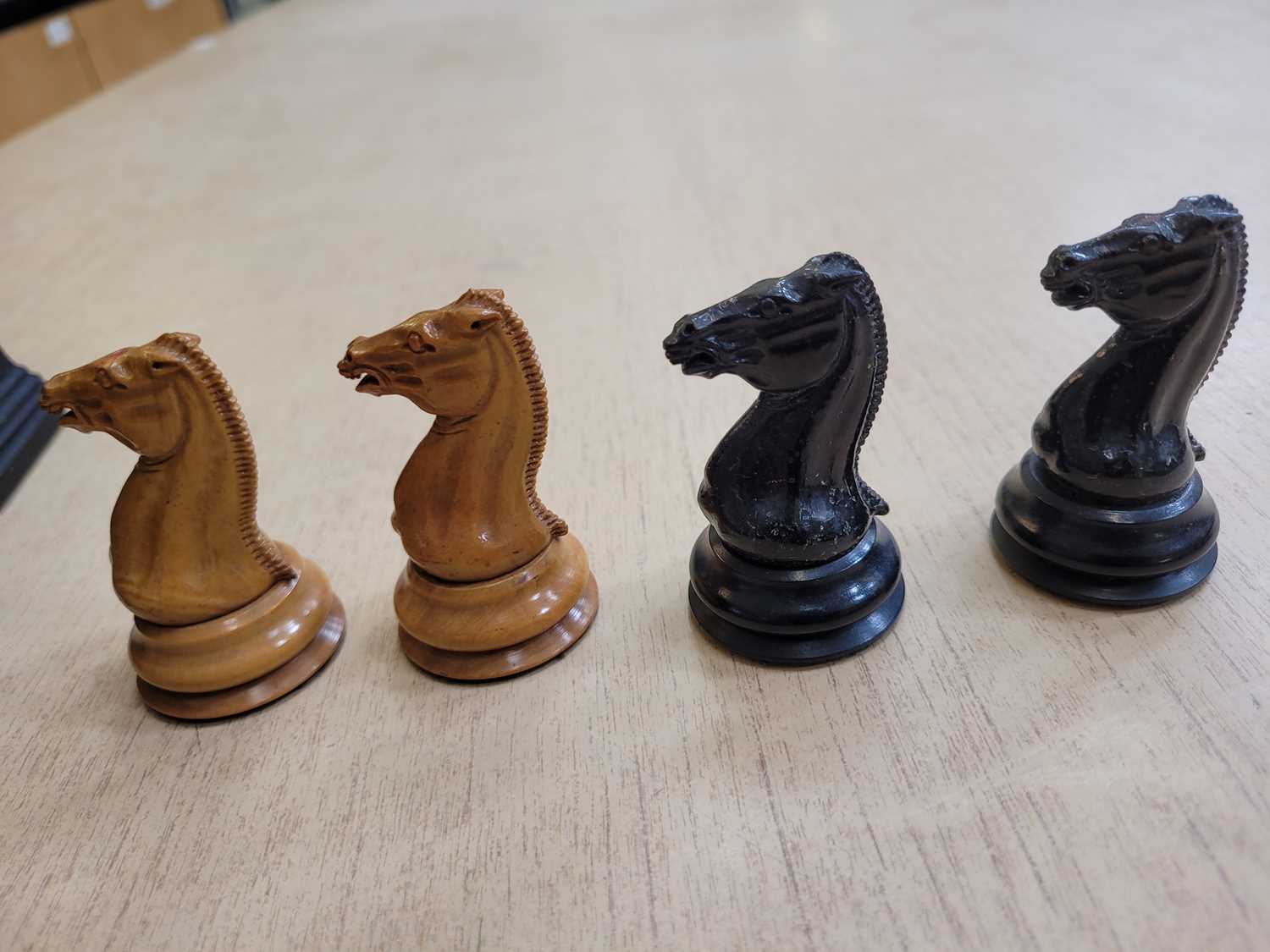 Jacques, London: 'The Staunton Chess Men' boxwood and ebony chess set, mid-19th century, within a - Image 43 of 43