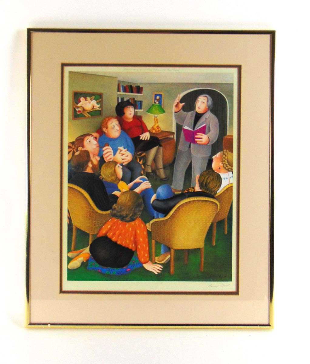 Beryl Cook (1926-2008), 'The Poetry Reading', colour print, signed in pencil in the margins, with