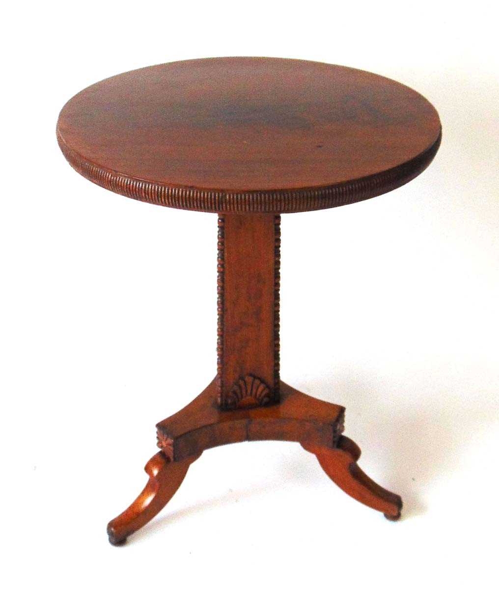 A Regency mahogany occasional table, the circular top with applied match striker edge, on a - Image 2 of 8