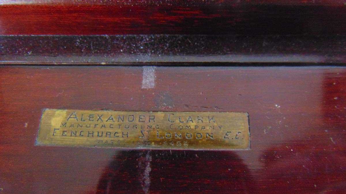 An Edwardian mahogany rise and fall drinks cabinet, with inset brass label for Alexander Clark, - Image 4 of 4