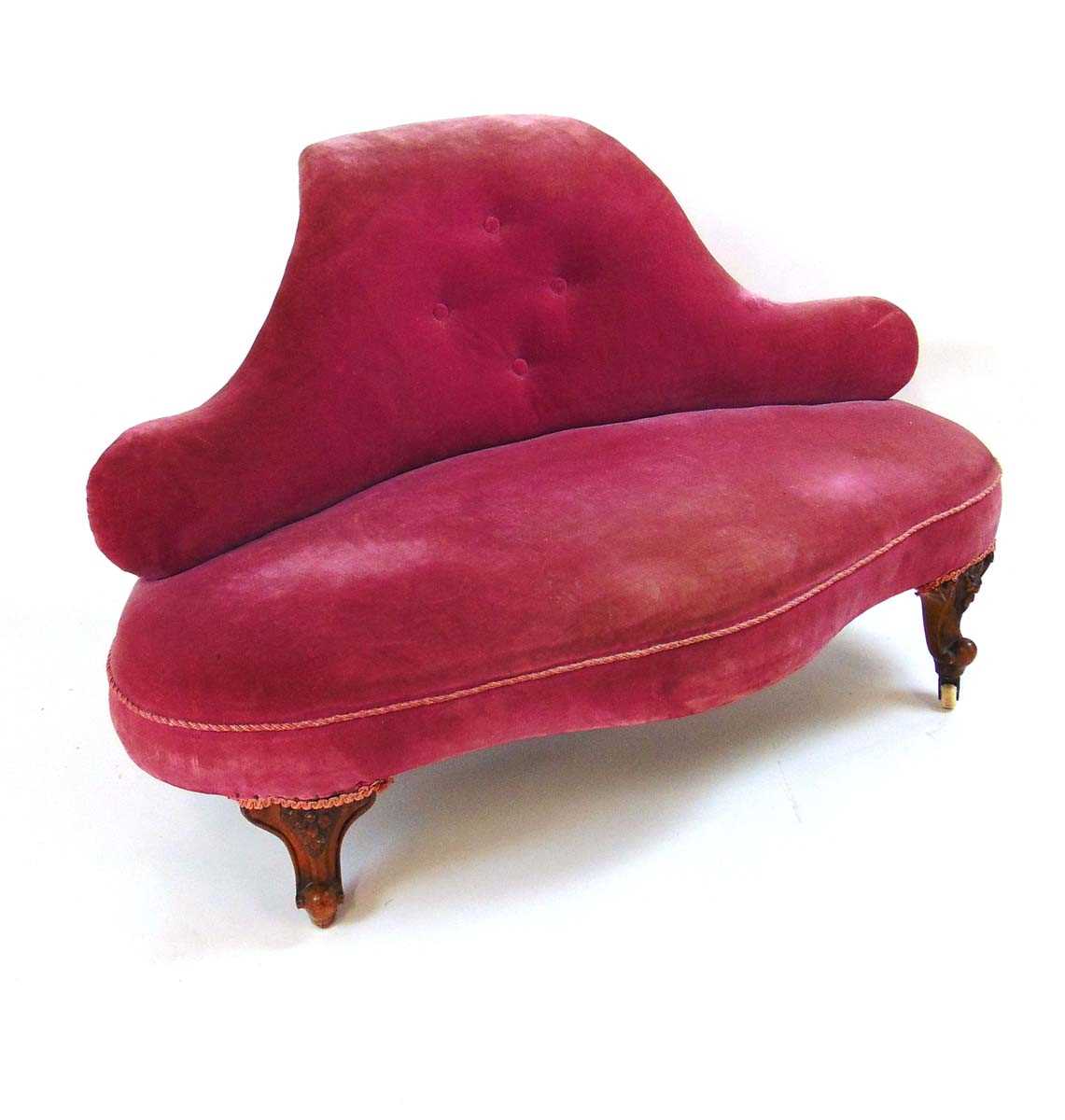A Victorian conversation settee, the scrolling back and serpentine front seat with horsehair - Image 2 of 8