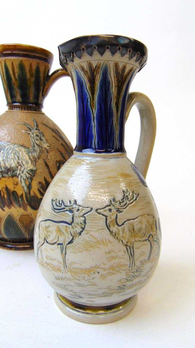 A Doulton Lambeth stoneware ewer by Hannah Barlow, the neck and handle with incised leaf designs, - Image 2 of 4