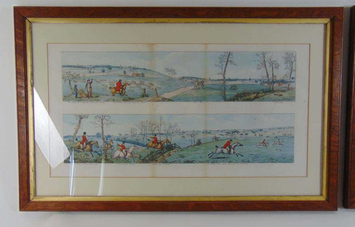 After Henry Thomas Alken, a set of coloured engravings of fox hunting scenes with captions - Image 4 of 4