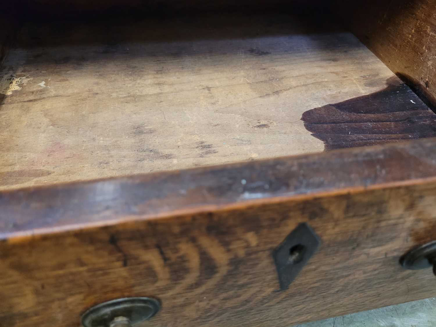 A George III oak Welsh dresser, with cavetto moulded pediment above the boarded back with three - Image 24 of 39