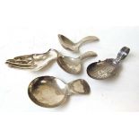 Five silver tea caddy spoons, to include makers William Sumner I, London 1805, John Bettridge,