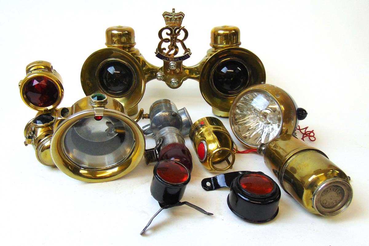 A collection of vintage bicycle lights, mostly brass, to include Miller & Lucas examples, and a pair - Image 2 of 3