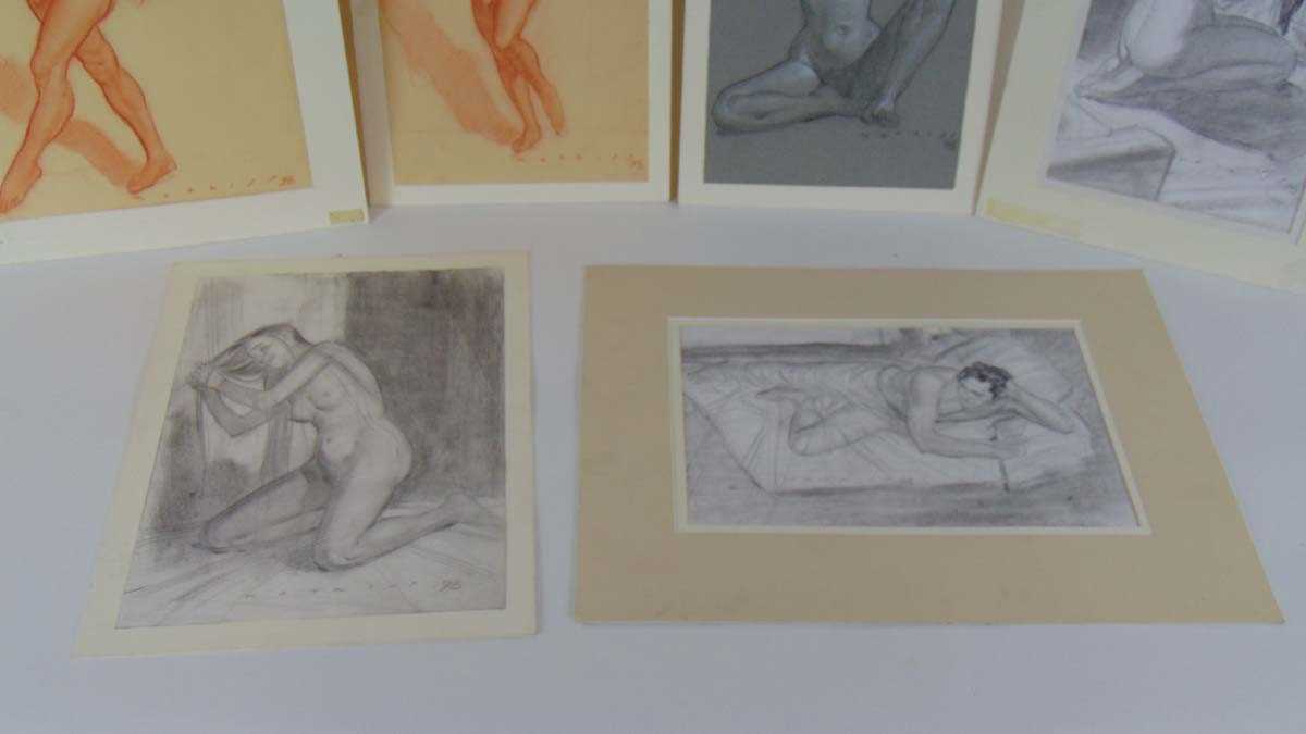 John Watkins (British, contemporary), 'The Bed', signed and dated 93, pencil sketch, 24.5cm x - Image 3 of 5