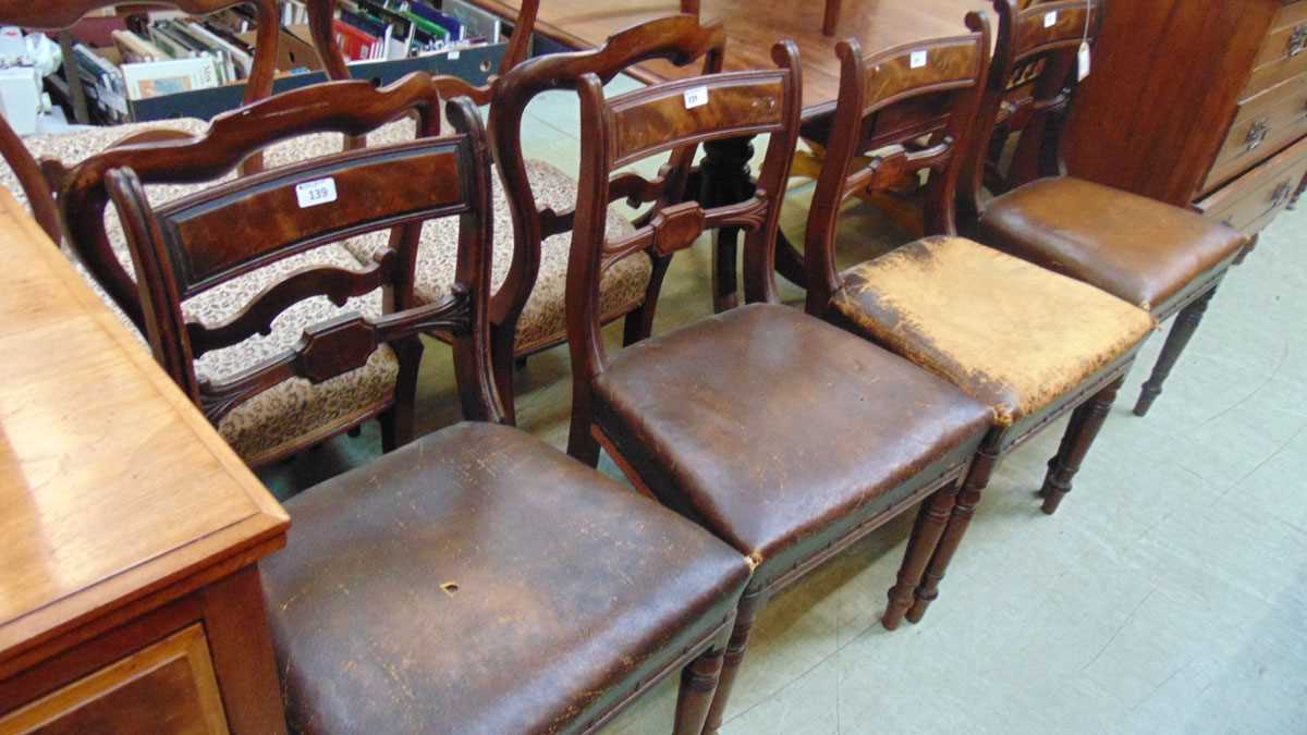 A set of four early 19th century mahogany Whitehaven style dining chairs, with bar back flanked by