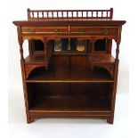 A Gillow & Co walnut side cabinet, 19th century, with spindle gallery above two short drawers in