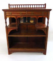 A Gillow & Co walnut side cabinet, 19th century, with spindle gallery above two short drawers in