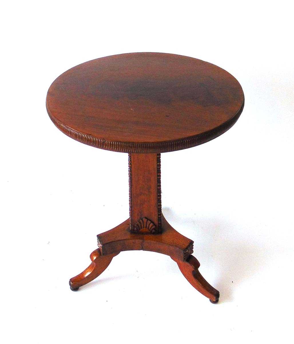 A Regency mahogany occasional table, the circular top with applied match striker edge, on a - Image 4 of 8