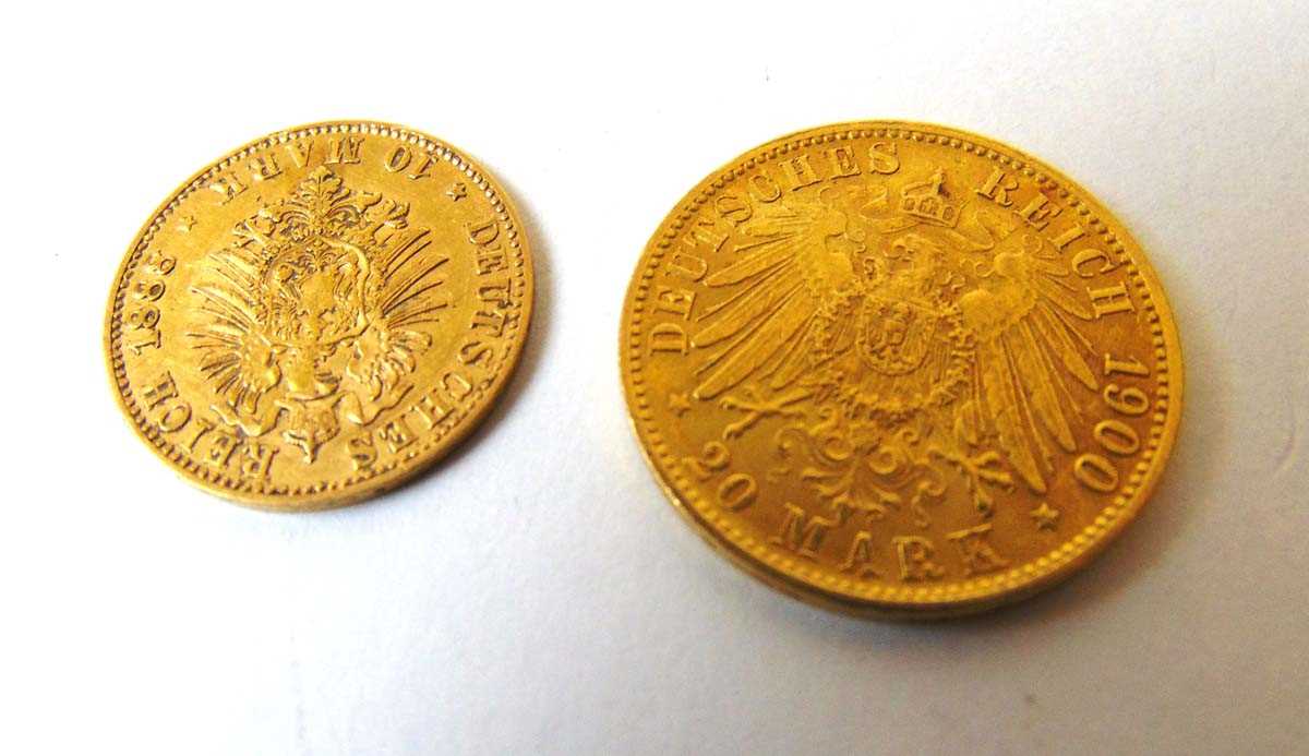 A gold 20 Mark Deutsches Reich Mark 1900, rev: the coat of arms of the Free and Hanseatic City of - Image 2 of 2