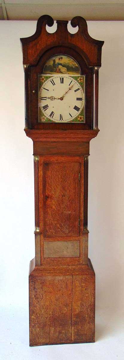 A late 18th century 30 hour oak and mahogany longcase clock, with swans neck pediment above the - Image 2 of 3