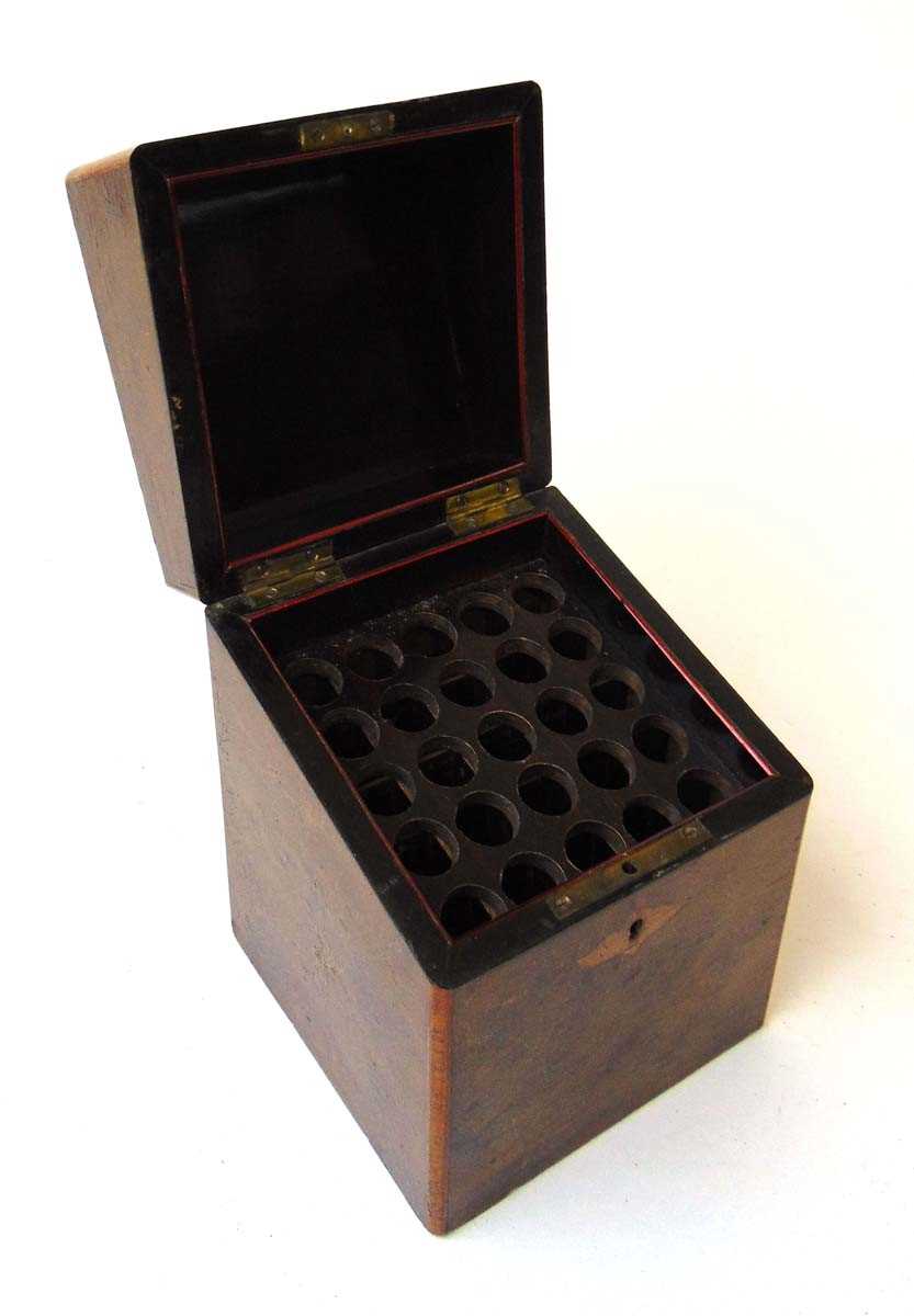 A burr wood veneered cigar box, late 19th/early 20th century, the interior fitted to accomodate - Image 3 of 3