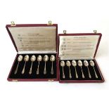 Two sets of six 'Silver Hallmarks' coffee spoons, Travis Wilson & Co Ltd, London 1956 & 1967, in