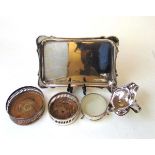 A silver dressing table tray, J & R Griffin, Chester, 1924, 30.5cm x 21cm; a silver butter dish with