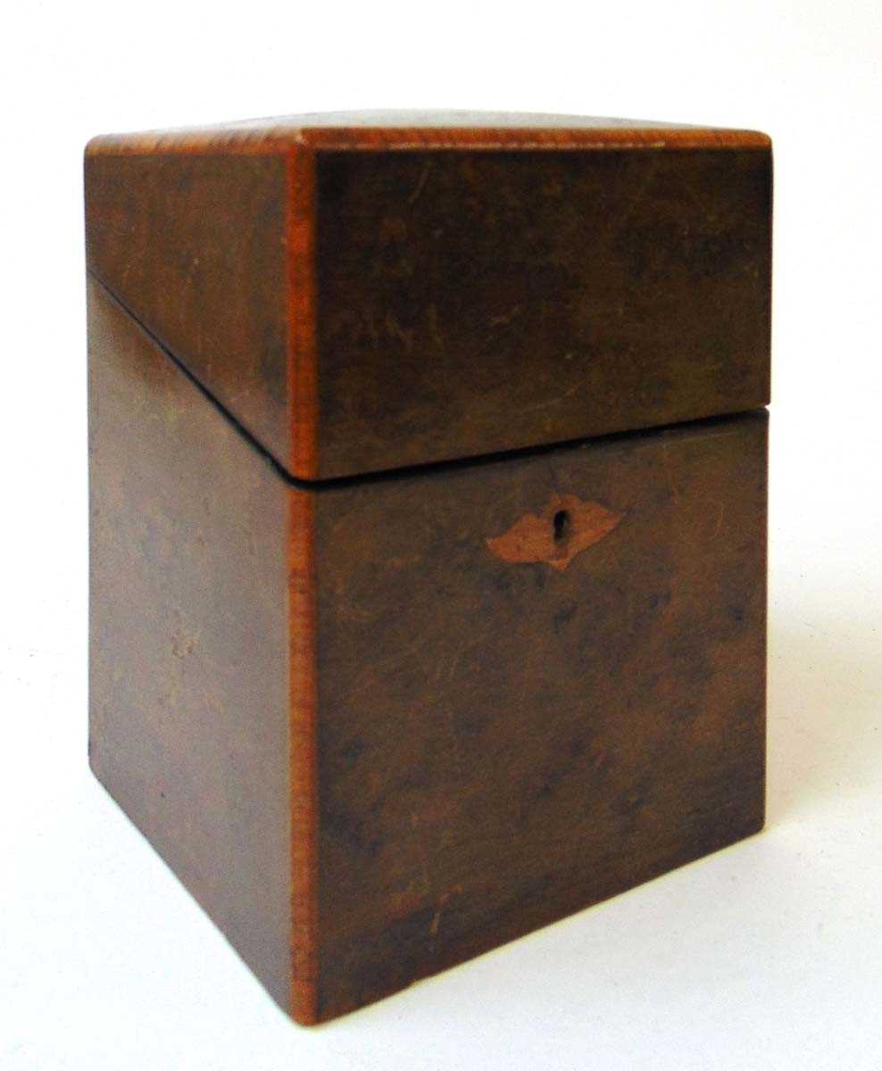 A burr wood veneered cigar box, late 19th/early 20th century, the interior fitted to accomodate