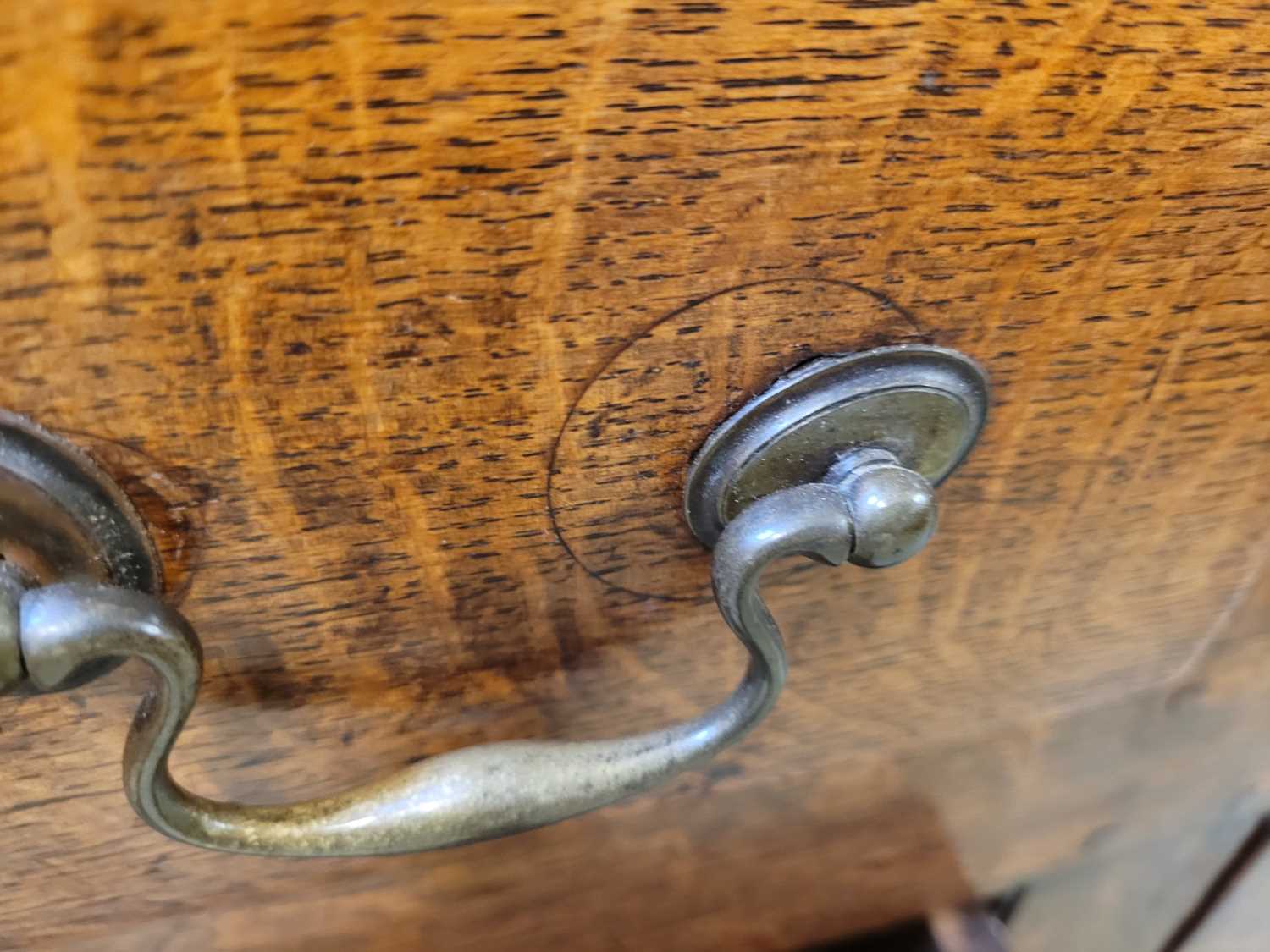 A George III oak Welsh dresser, with cavetto moulded pediment above the boarded back with three - Image 10 of 39