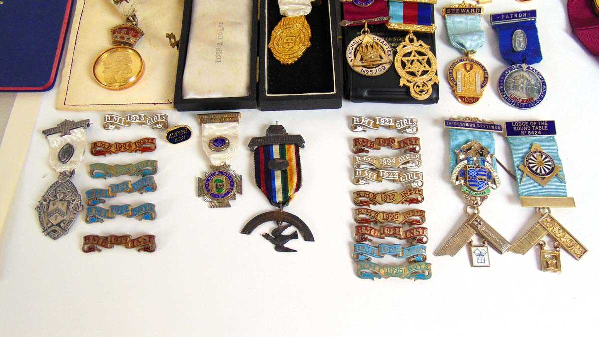 A collection of Masonic regalia, principally Warwickshire, to include numerous silver and silver - Image 5 of 13