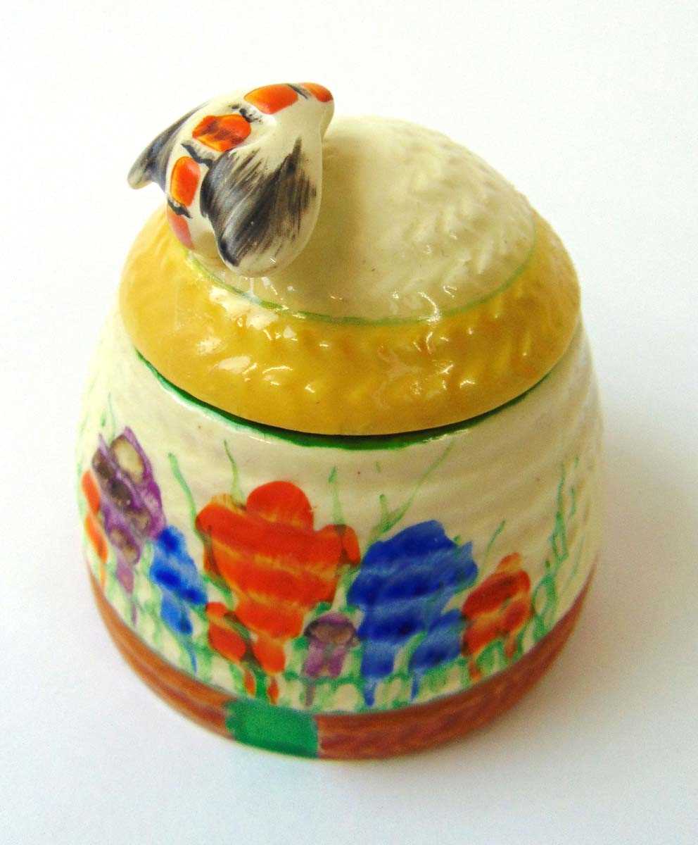 A Clarice Cliff Crocus pattern honey pot, printed marks, 7.5cm high - Image 2 of 4