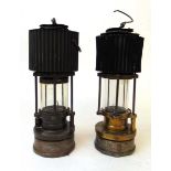 Two Patterson Lamps, Type H.C.P, each with corrugated upper section and suspension hook, 29cm