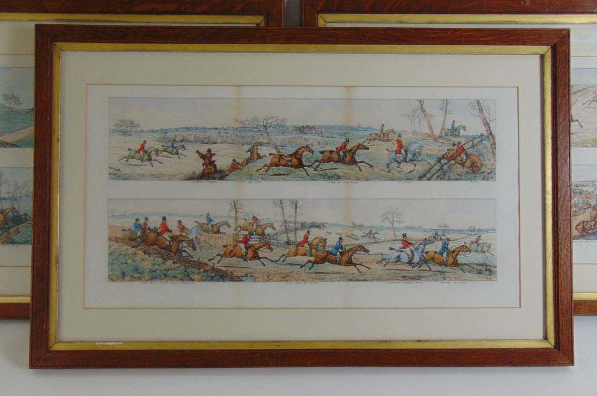 After Henry Thomas Alken, a set of coloured engravings of fox hunting scenes with captions - Image 2 of 4