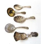 Three assayed silver tea caddy spoons, comprising makers William Eley I & William Fearn, London