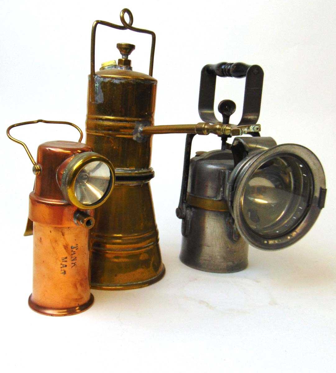A CEAG type B.E.3 miners lamp, the cylinder body with brass name plate and struck 'Tank Man', 16.