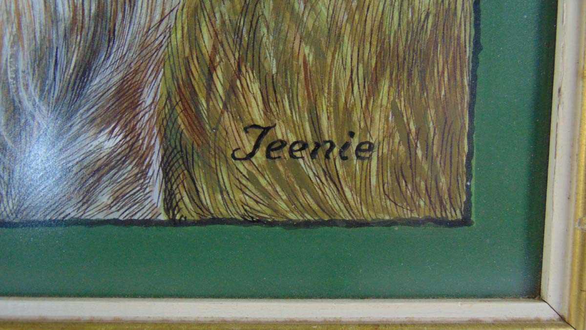 Miss K C Brown (fl.1937-1962), 'Jeenie', signed K C Brown M and dated 1965, watercolour, bodycolour, - Image 3 of 4