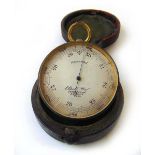 A 19th century compensated pocket barometer, the silvered dial inscribed for ' Elliot Bros, 449