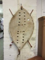 An African style wood and hide shield