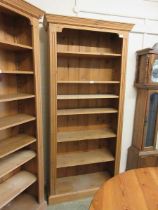 A pine full height bookcase with adjustable shelving Dimensions: H, 198cm , W, 88cm , D, 35cm.