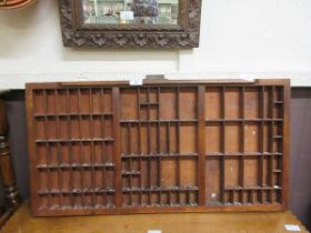 A late 19th century mahogany printer's tray Two nails through tray. Needs cleaning, printing