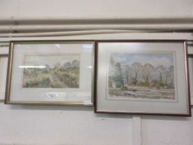 Two framed and glazed watercolours of countryside, one being signed bottom right, 'Smith'.