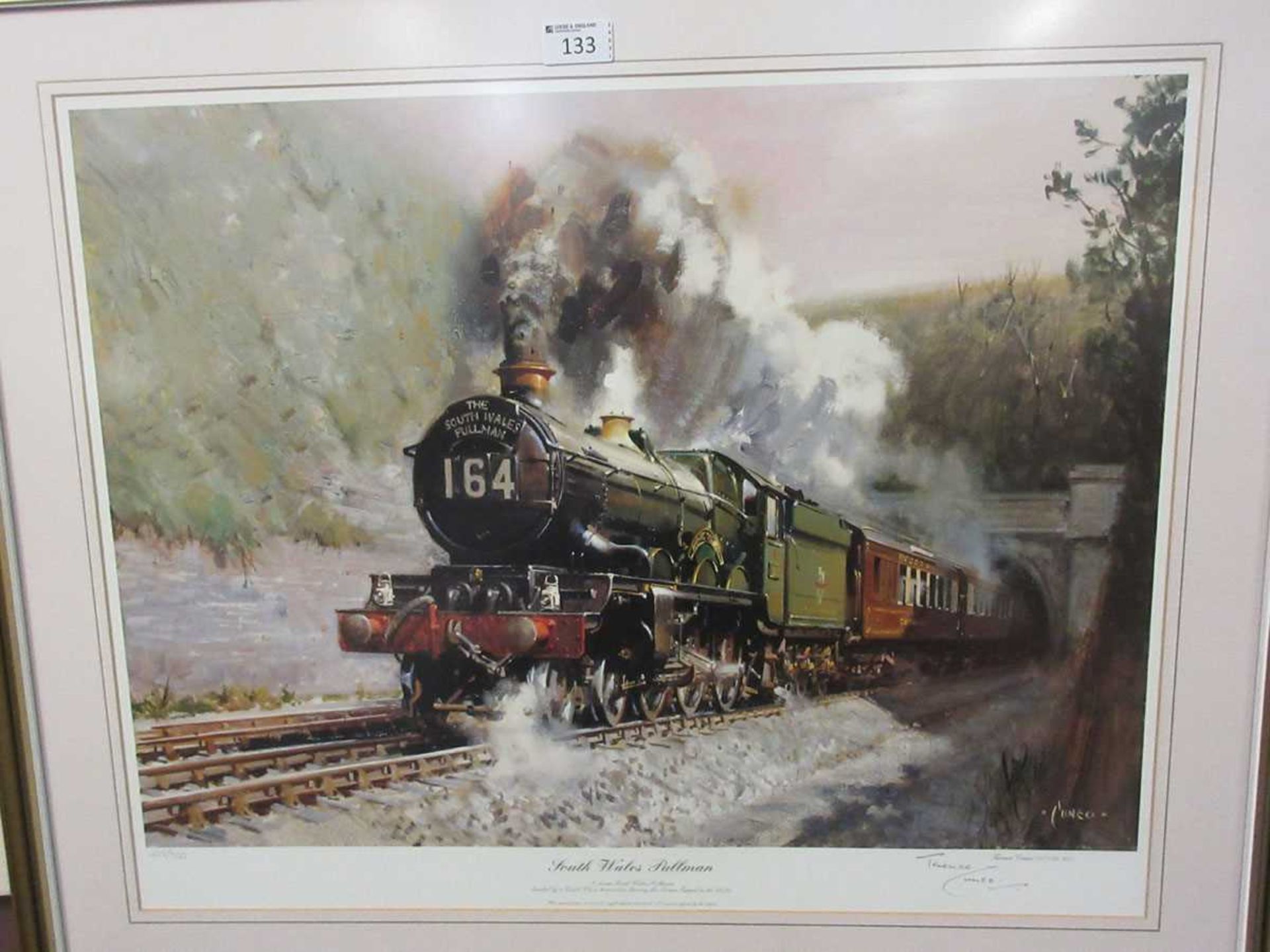 A framed and glazed limited edition Terrence Cuneo print titled 'South Wales Pullman' no.403/500