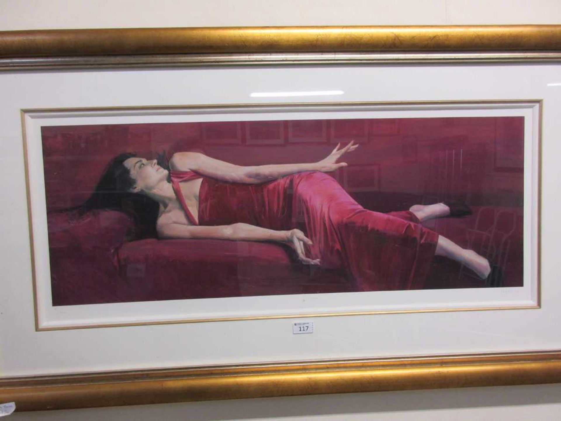 A modern framed and glazed Andres-Ibanez print of young lady, signed in pencil