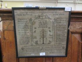A George III pictorial and verse sampler, worked by Elizabeth Dobson 1772 Winlaton Mill